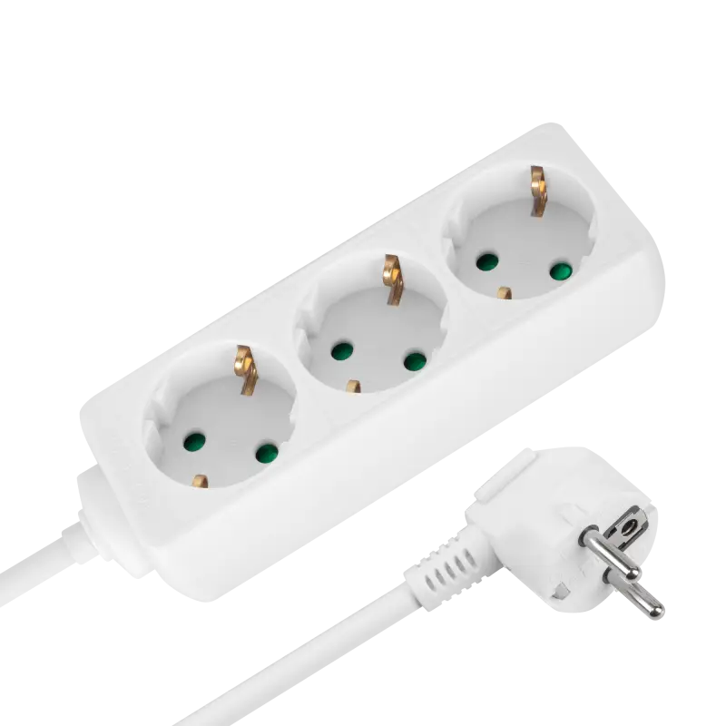 3-pesaline pikendusjuhe 1,5m, Saksa tüüp, ilma lülitita (3x1,0mm) Rebel valge