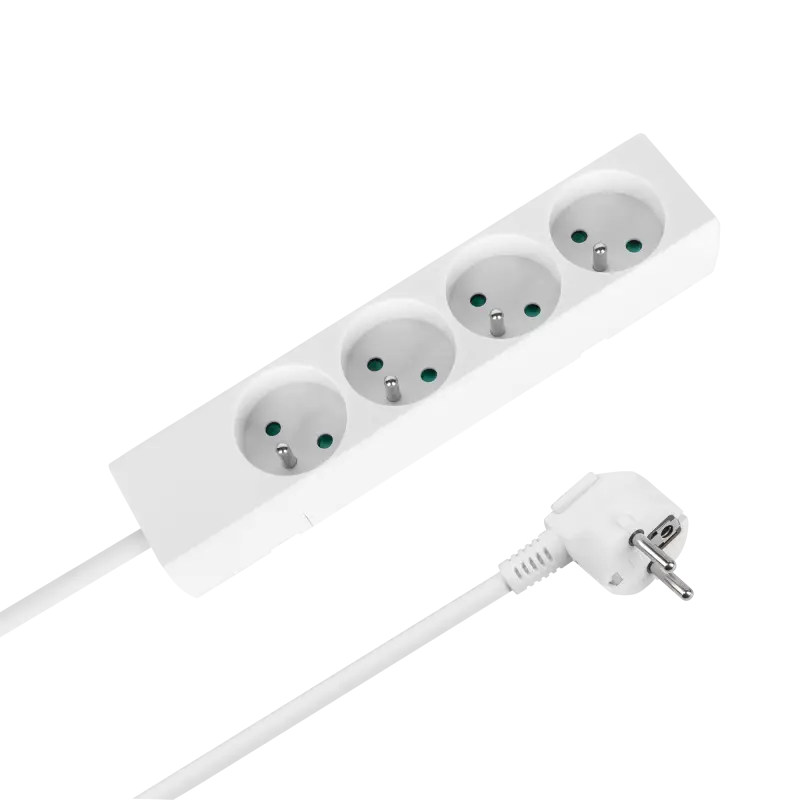 4-pesaline 2m Prantsuse tüüpi pikendusjuhe ilma lülitita (3x1,5mm) Rebel valge