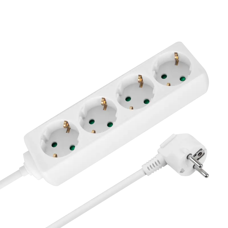 4-pesaline 2m Saksa tüüpi pikendusjuhe ilma lülitita (3x1,5mm) Rebel valge