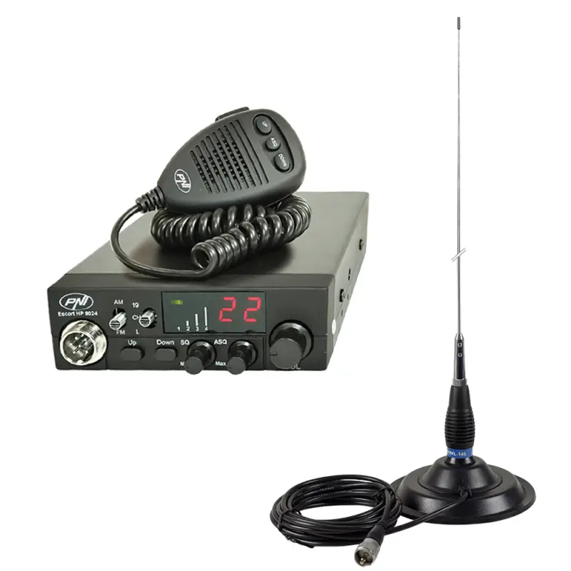 CB raadiokomplekt PNI ESCORT CB 8024 ASQ + CB PNI ML145 antenn magnetiga 145 / PL