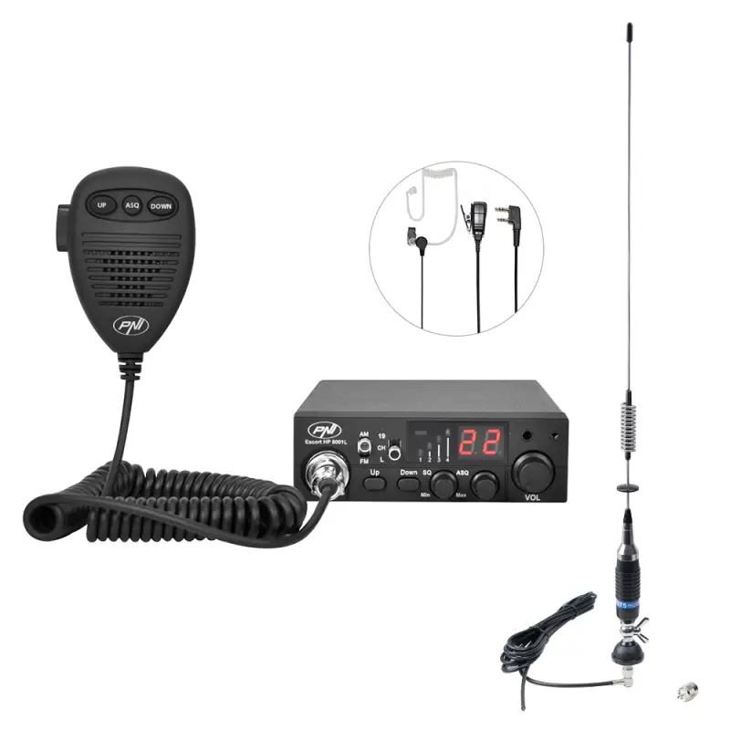 CB PNI ESCORT HP 8001L ASQ raadiojaama komplekt + CB PNI S75 antenn koos kaabli ja fikseeritud kinnitusega