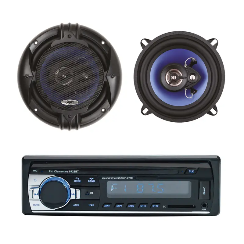 Pakett Raadio MP3 automakk PNI Clementine 8428BT 4x45w + Koaksiaal autokõlarid PNI HiFi500, 100W, 12.7 cm
