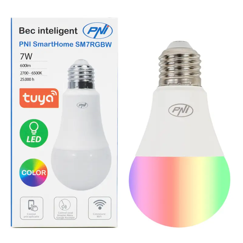 PNI SM7RGBW E27 LED 7W RGBW valgusti, WiFi programmeeritav