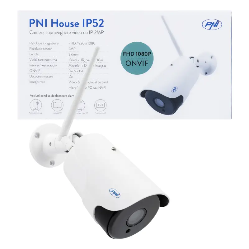 PNI House IP52 2MP 1080P juhtmevaba IP videovalvekaamera, välis-/sisekasutuseks, microSD pesa, öörežiim