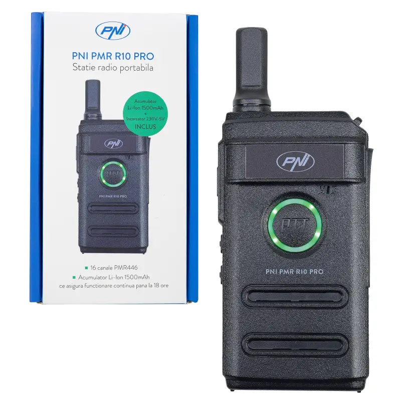 PNI PMR R10 PRO kaasaskantav raadiojaam, 446MHz, 0.5W, 16 programmeeritavat kanalit, 50 CTCSS, 104 DCS