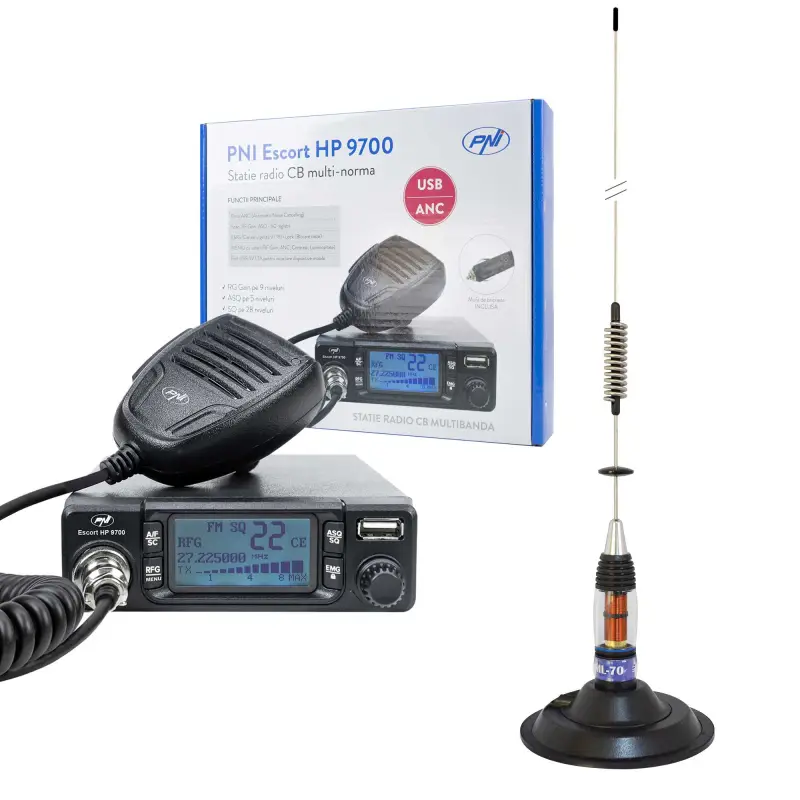 CB PNI Escort HP 9700 USB raadiojaama komplekt ja CB PNI ML70 antenn koos 145 mm magnetalusega