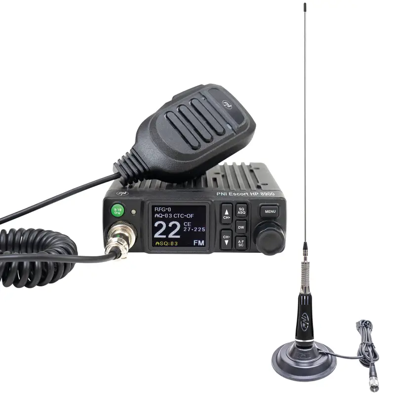 CB PNI Escort HP 8900 ASQ raadiojaama komplekt, 12-24V + CB PNI LED 2000 antenn magnetjalaga