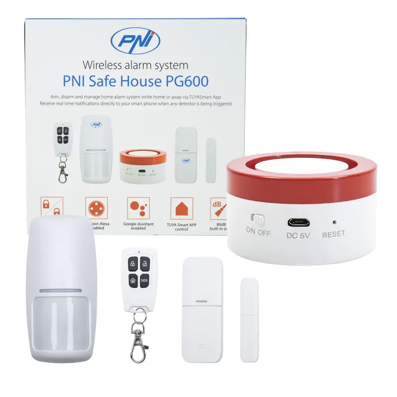 PNI Safe House PG600 juhtmevaba valvesüsteem, nutika kodu turvalisus, TUYA iOS/Androidi rakendus, Alexa-ühilduv