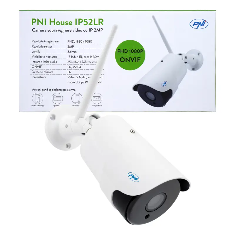 PNI House IP52LR 2MP 1080P juhtmevaba videovalvekaamera, õue/siseruumidesse, microSD pesa, öörežiim
