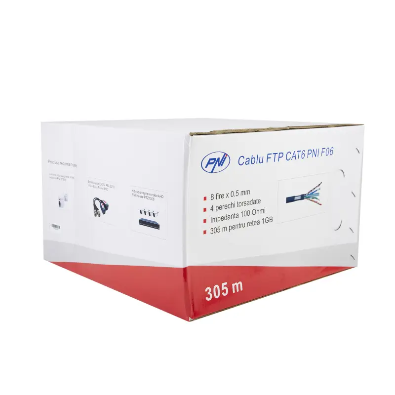 FTP cable CAT6 PNI F06 with 4 pairs for internet 1 Gigabit and surveillance systems Rola 305m