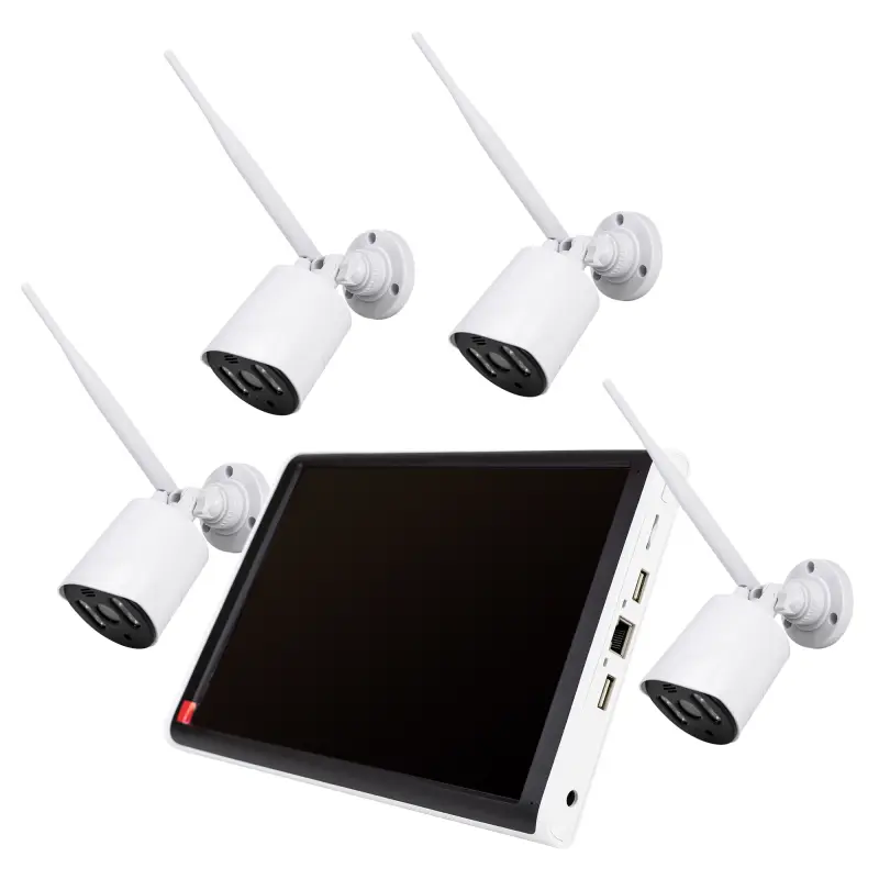 Videojälgimiskomplekt PNI House WiFi663 NVR koos LCD-ekraani ja 4 välise juhtmevaba 3MP kaameraga, P2P, IP66