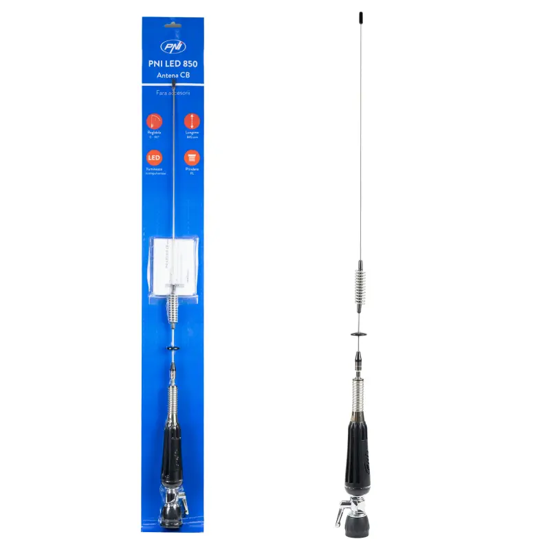 Kokkupandav CB PNI LED 850 antenn, 85 cm, 26-28 MHz, 300 W, valgustub saate ajal, PL-keere
