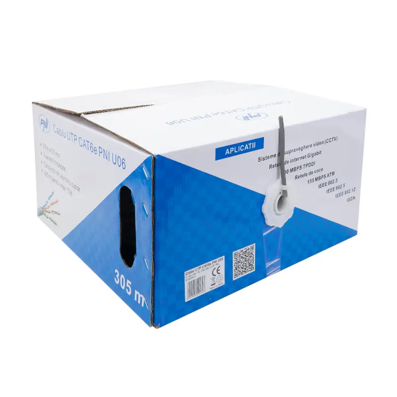 PNI U06 UTP CAT6 kaabel, 4 keerdpaari, 0.50 mm CCA juhtmed, interneti- ja valvesüsteemidele, 305m rull