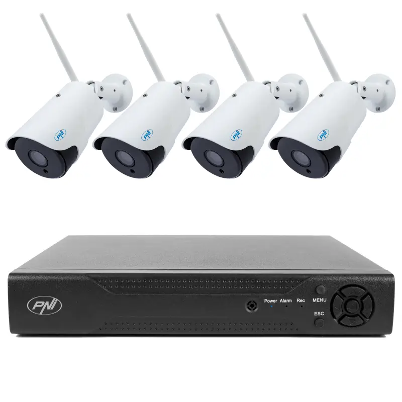 NVR PNI House IP716 videovalvepakett ja 4 PNI IP52 IP-kaamerat, 2MP