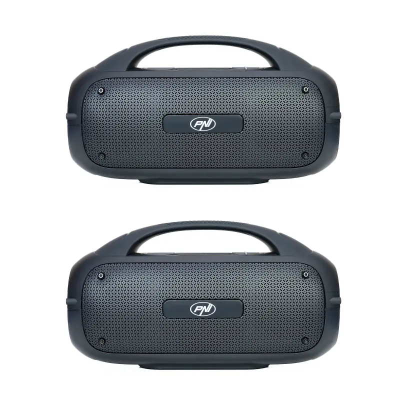Komplekt 2 PNI FunBox BT600 kaasaskantavat kõlarit, Bluetooth-sidumine stereofunktsiooniga, 65W, IPX4