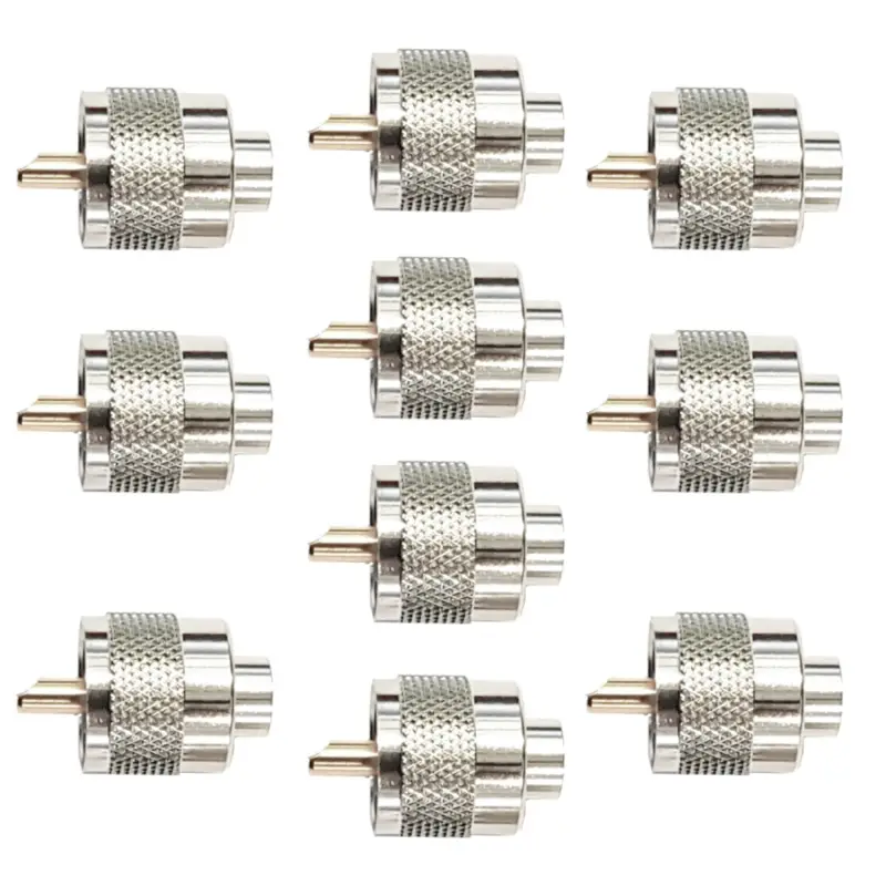 10 PNI PL259 lühikese pistiku komplekt RG58 kaablile, kullatud kesktihvtiga 6 mm