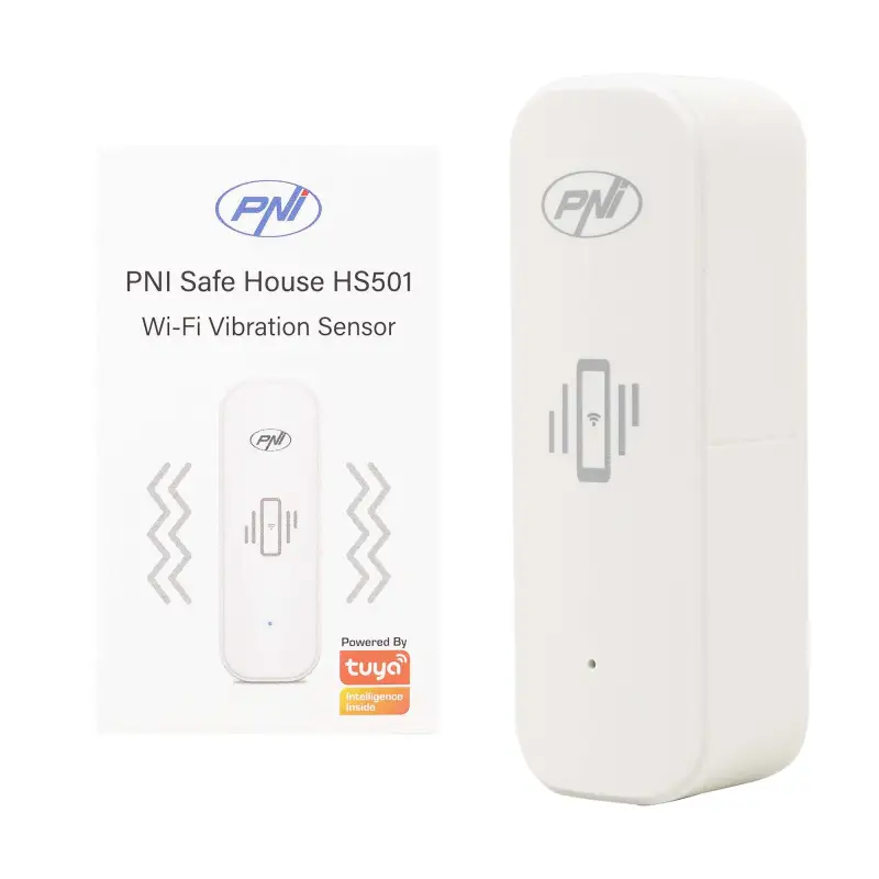 PNI SafeHouse HS501 vibration sensor with Wi-Fi, Tuya application compatible, 3V power supply