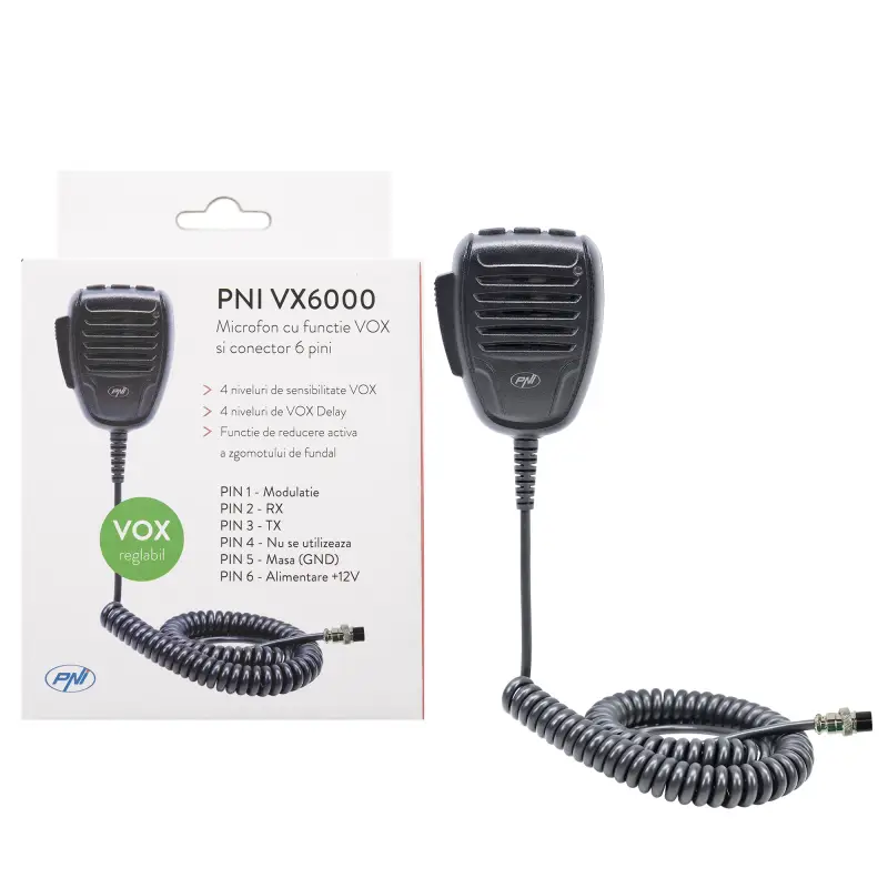 PNI VX6000 mikrofon VOX-funktsiooniga, 6-kontaktiline, CB raadiojaamadele