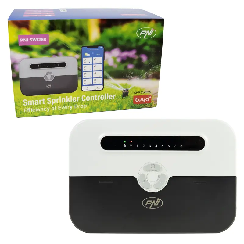 Smart irrigation programmer PNI SWI280 Wi-Fi, 8 zones, Tuya Smart app, compatible with Alexa and Google Home