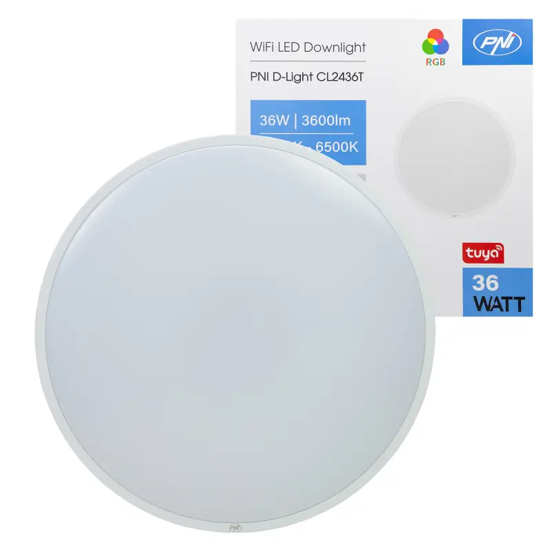 PNI D-Light CL2436T Wi-Fi LED laevalgusti, RGBW, 36W, hämardatav, 41 cm, 3000K-6500K, 3600 lm