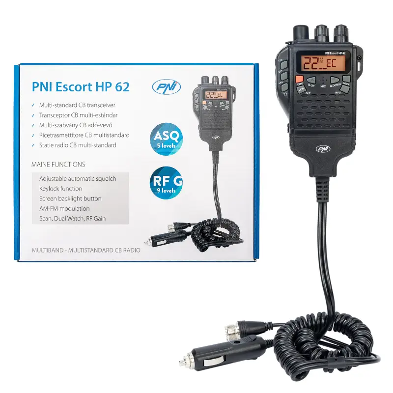 Kaasaskantav CB-raadiojaam PNI Escort HP 62, multistandard, 4W, 12V, AM-FM, ASQ, RF gain, Dual Watch