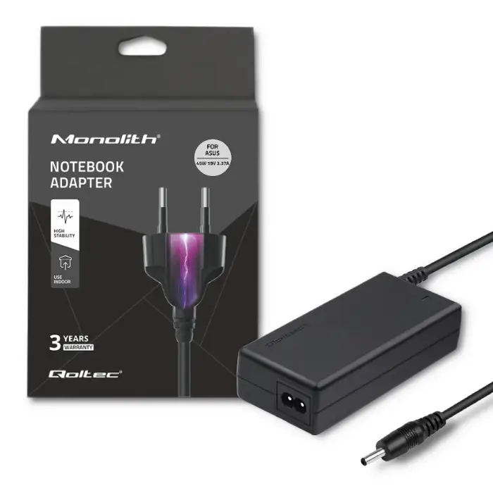 Qoltec Power adapter for laptop Asus 45W 19V 2.37A 3.0*1.0 +power cable