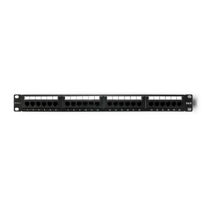 Qoltec Patch panel RACK 24 ports Cat 6 UTP Black