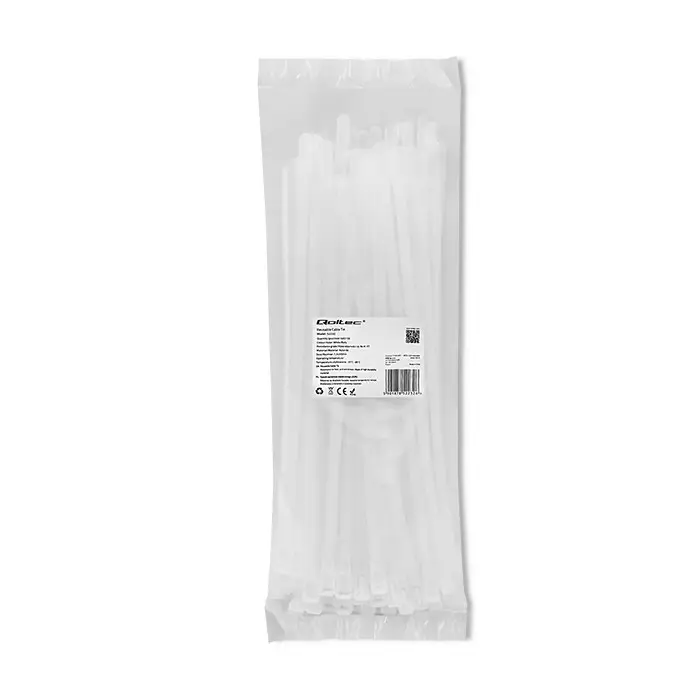 Qoltec Reusable Self-locking cable tie 7.2*300 mm Nylon UV White