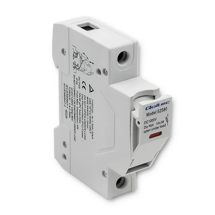 Qoltec Fuse base with diode + DC fuse 1P1000V 15A 10x38 solar