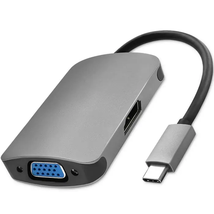 Qoltec Hub Adapter USB-C 3.1 2in1 HDMI 4K VGA