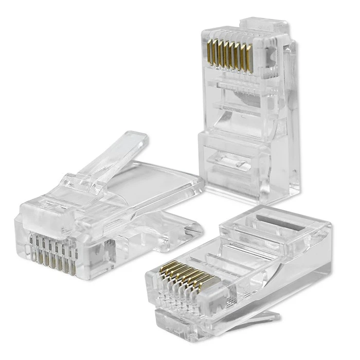 Qoltec RJ45 Through connector plug CAT5e UTP Pass Through Gold plated contacts 100 pieces