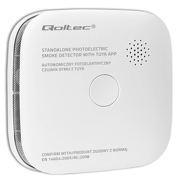 Qoltec Certified wireless smoke detector with battery Tuya Wi-fi sensor service life 10 years alarm 85dB LED