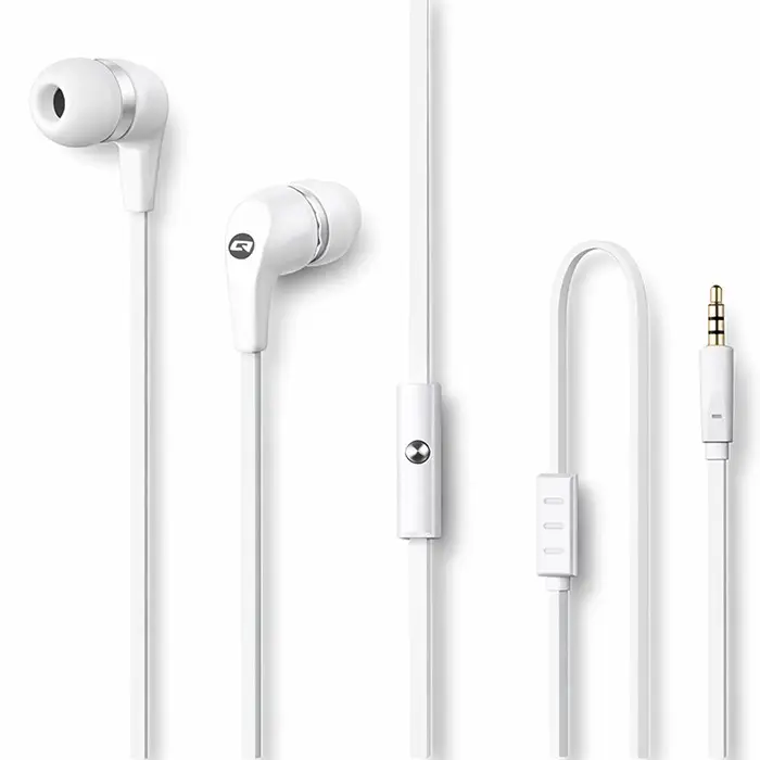 Qoltec In-ear headphones with microphone White