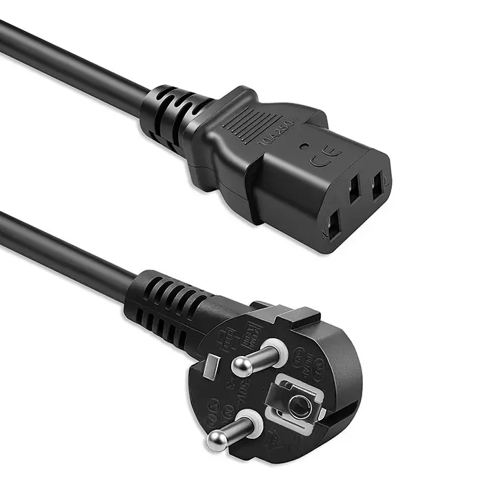 Qoltec Power cable SCHUKO CEE 7/7 (E/F) angled plug IEC C13 3x0.50mm² Pure copper Cu 1.8m