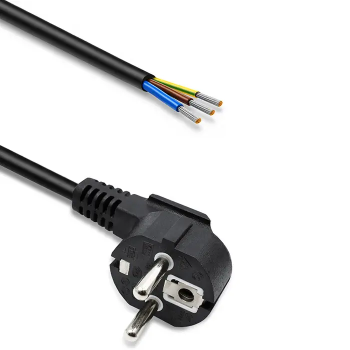 Qoltec Power cable SCHUKO CEE 7/7 (E/F) angled plug Cu copper stripped and soldered 3x0.75 mm² 3m