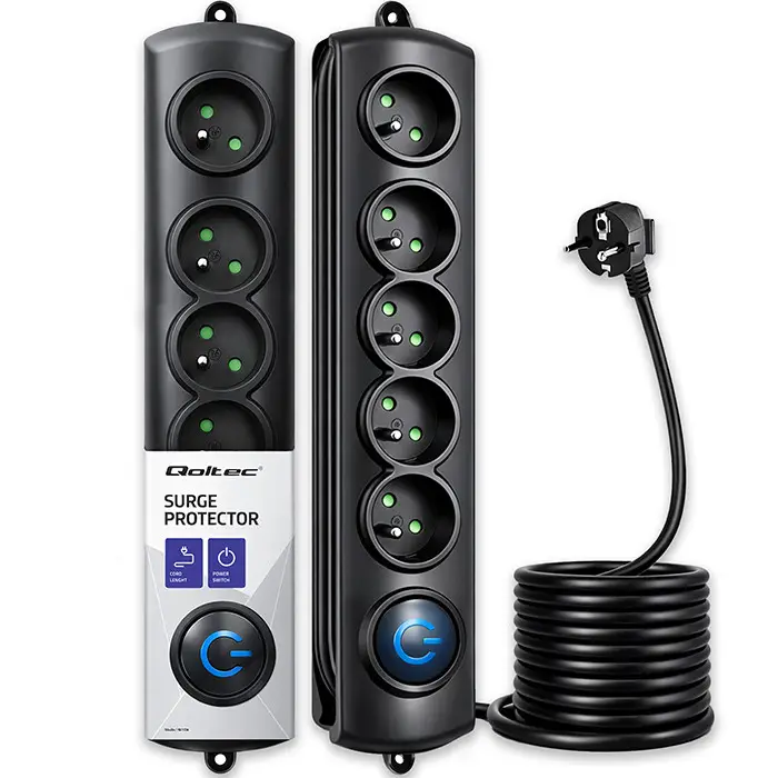 Qoltec Surge protector 5 sockets 3m Black