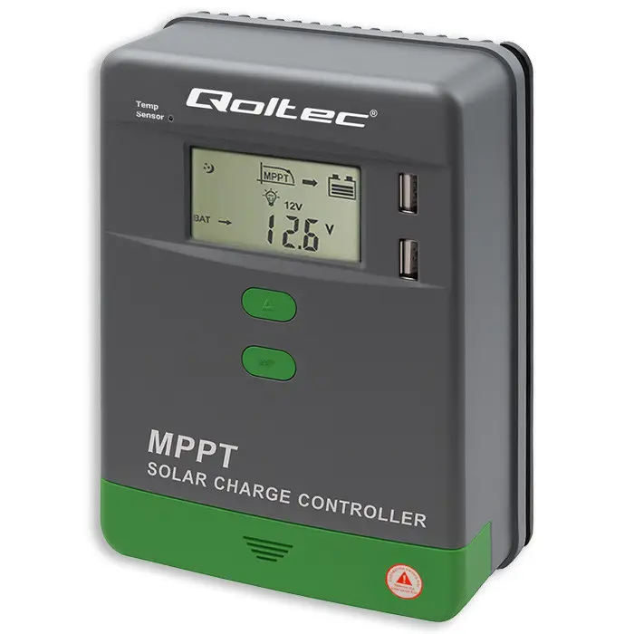 Qoltec Solar Charge Controller MPPT with Temperature Sensor 10A 12V / 24V LCD 2 x USB GEL LiFePO4
