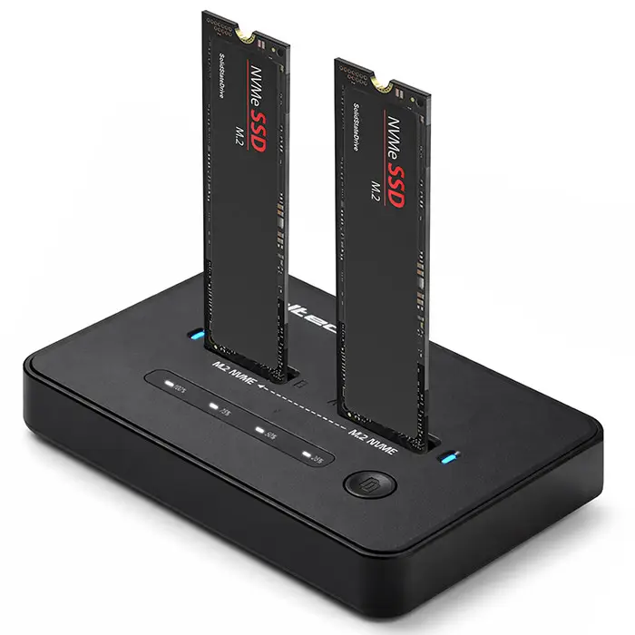 Qoltec M.2 NVMe SSD Docking Station PCIe USB-C 20 Gb/s DUAL 2 x 8TB Offline cloning