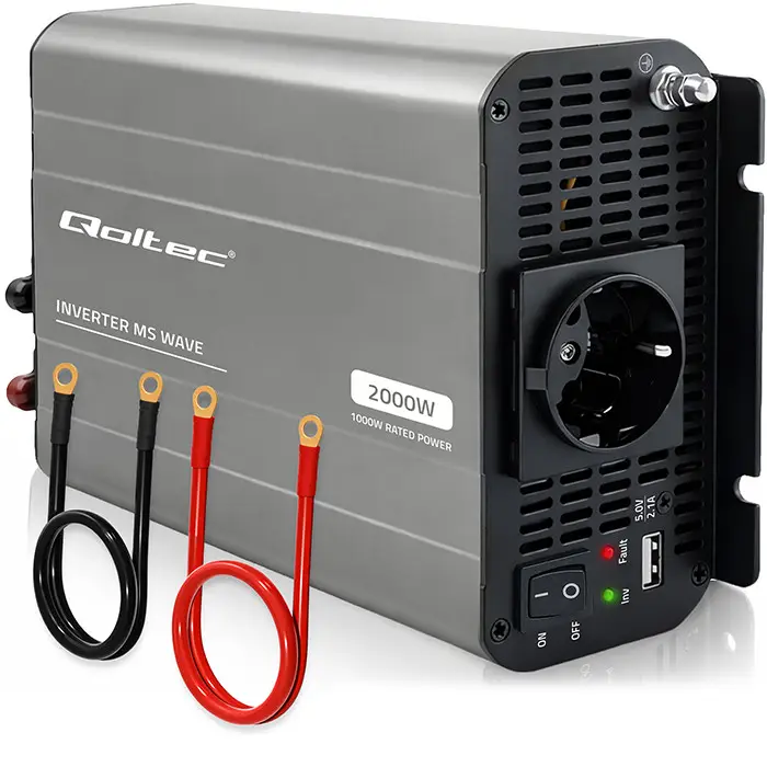 Qoltec MS Wave Voltage Converter 12V to 230V 1000/2000W USB Compatible with LiFePO4, GEL and AGM batteries