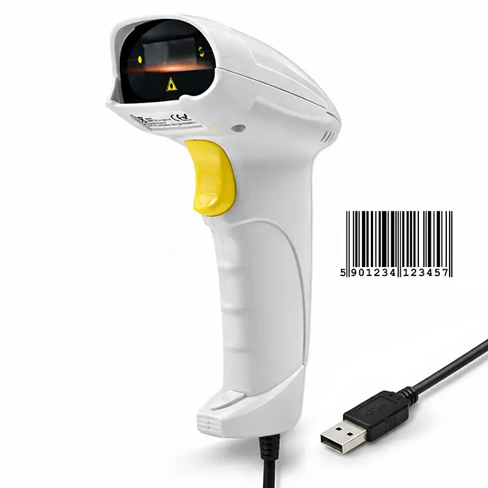 Qoltec barcode reader scanner 1D EAN USB White