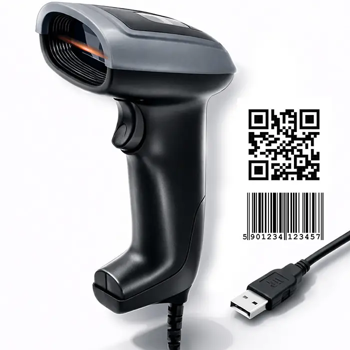 Qoltec barcode reader and QR code scanner 1D 2D USB Durable
