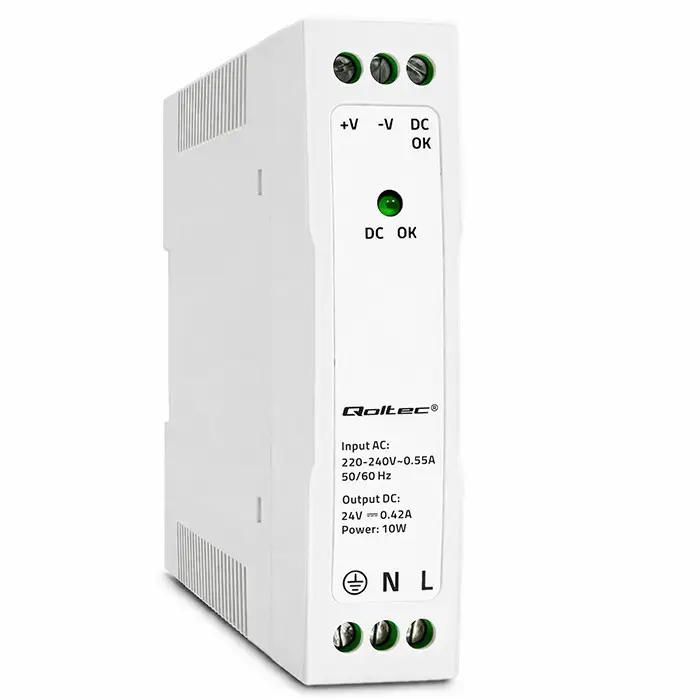 Qoltec DIN rail power supply 10W 24V 0.42A White Slim
