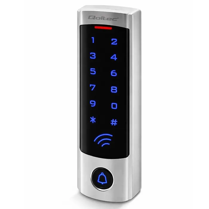 Qoltec Code lock DIONE with RFID reader Code Card key fob Doorbell button IP68 EM