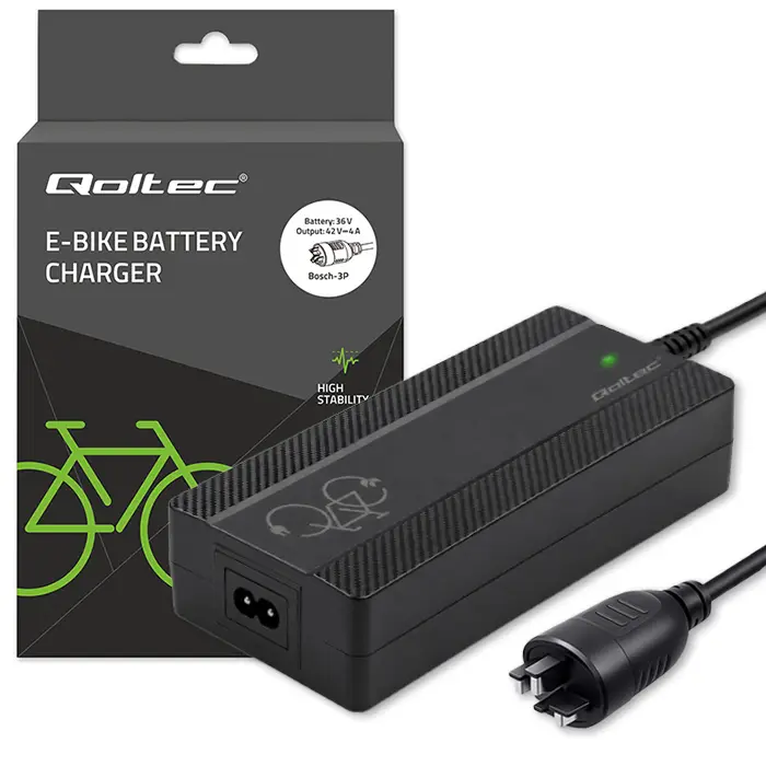 Qoltec Fast Charger for e-bike, electric scooter 36V 42V 4A Bosch plug + power cable