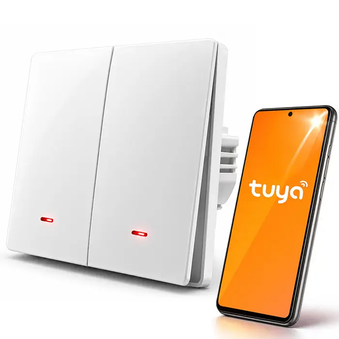 Qoltec Smart 2-Gang Light Switch Wi-Fi Timer Tuya Smart life White
