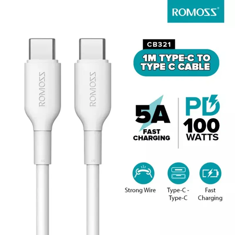 Romoss Type-C to Type-C 5A CB321 USB kaabel 1m