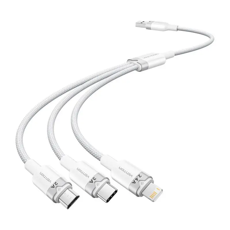 Vention USB 2.0 A to 3in1 3A kaabel CTPWG 1.5M (valge)