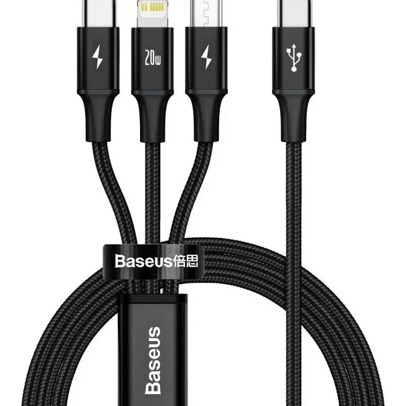 Baseus Rapid Series 3-in-1 USB Type C - USB Type C / Lightning / micro USB laadimiskaabel 1.5m