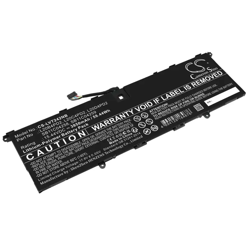 CS sülearvuti aku Lenovo L20B4PD2, L20C4PD2, L20D4PD2 3850mAh / 59.44Wh