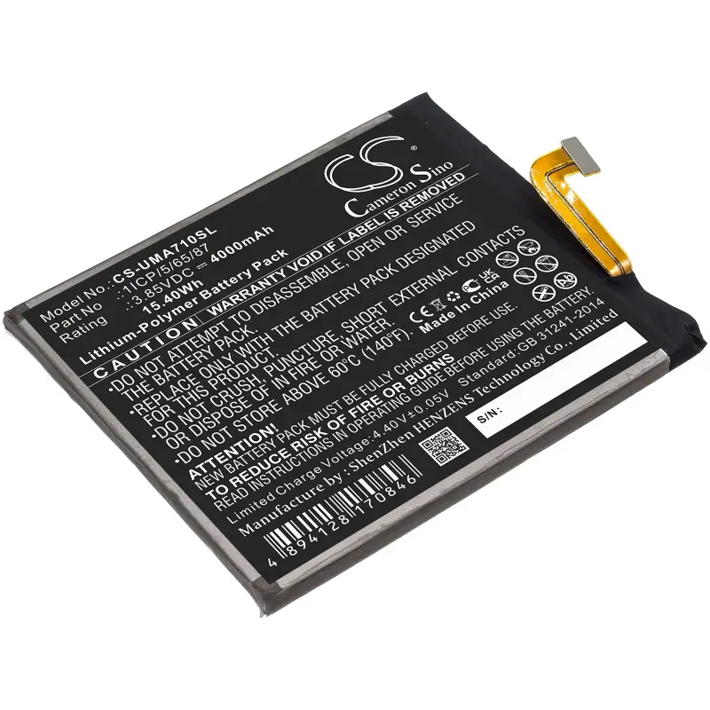 UMI 1ICP/5/65/87 4000mAh / 15.40Wh mobiiltelefoni aku